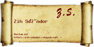 Zih Sándor névjegykártya